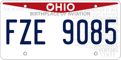 OH license plate FZE9085