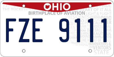 OH license plate FZE9111