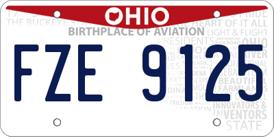OH license plate FZE9125