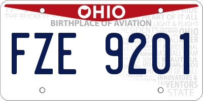 OH license plate FZE9201