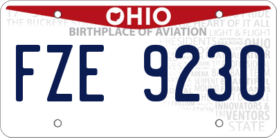 OH license plate FZE9230
