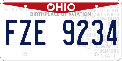 OH license plate FZE9234