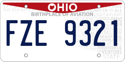 OH license plate FZE9321