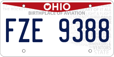 OH license plate FZE9388