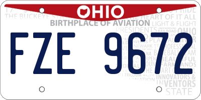 OH license plate FZE9672