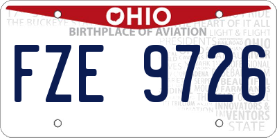 OH license plate FZE9726