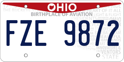 OH license plate FZE9872