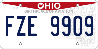 OH license plate FZE9909