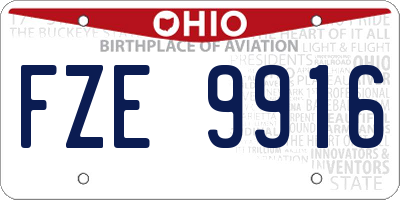 OH license plate FZE9916