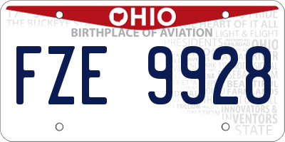 OH license plate FZE9928