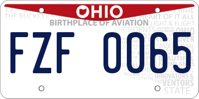 OH license plate FZF0065
