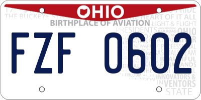 OH license plate FZF0602