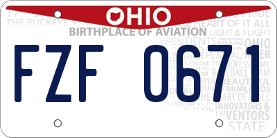 OH license plate FZF0671