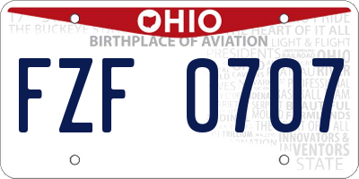 OH license plate FZF0707