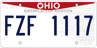 OH license plate FZF1117