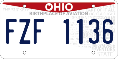 OH license plate FZF1136