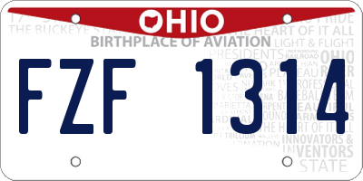 OH license plate FZF1314