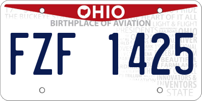 OH license plate FZF1425