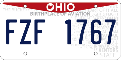 OH license plate FZF1767