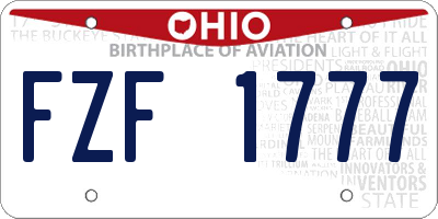 OH license plate FZF1777