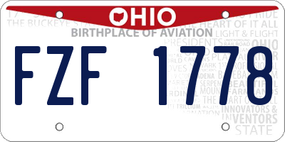 OH license plate FZF1778