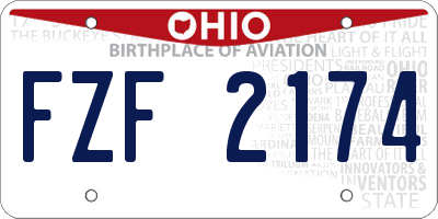 OH license plate FZF2174
