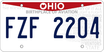 OH license plate FZF2204