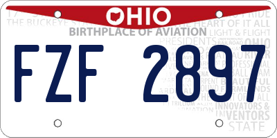 OH license plate FZF2897