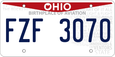 OH license plate FZF3070