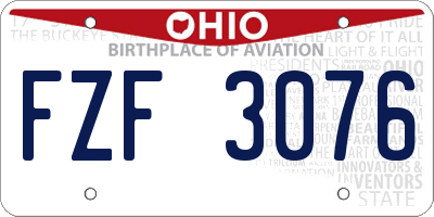 OH license plate FZF3076