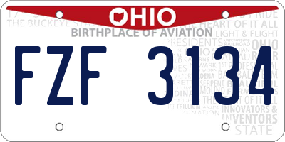 OH license plate FZF3134