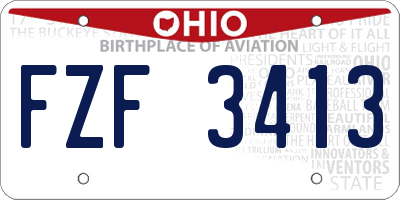 OH license plate FZF3413