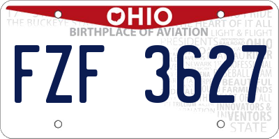 OH license plate FZF3627