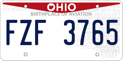 OH license plate FZF3765