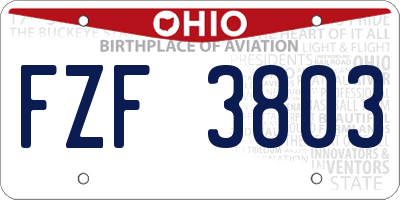 OH license plate FZF3803