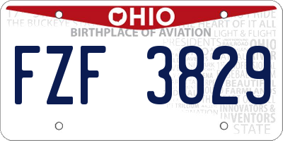 OH license plate FZF3829