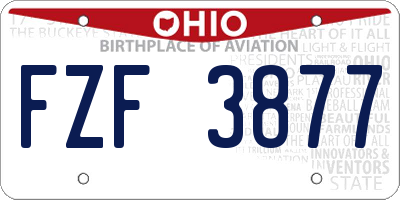 OH license plate FZF3877