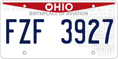 OH license plate FZF3927
