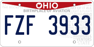OH license plate FZF3933