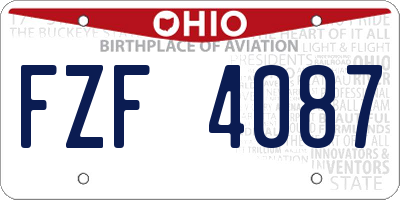 OH license plate FZF4087