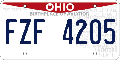 OH license plate FZF4205
