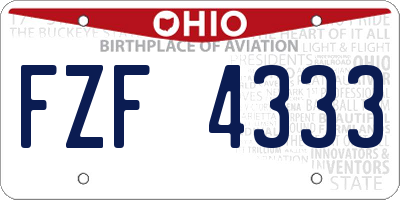 OH license plate FZF4333