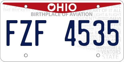 OH license plate FZF4535