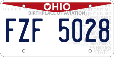 OH license plate FZF5028