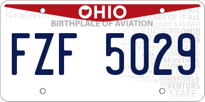 OH license plate FZF5029