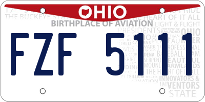 OH license plate FZF5111