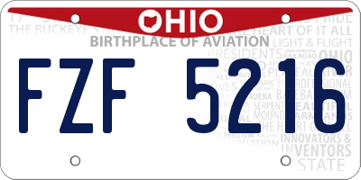 OH license plate FZF5216