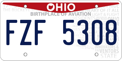 OH license plate FZF5308