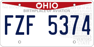 OH license plate FZF5374
