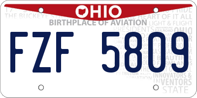 OH license plate FZF5809